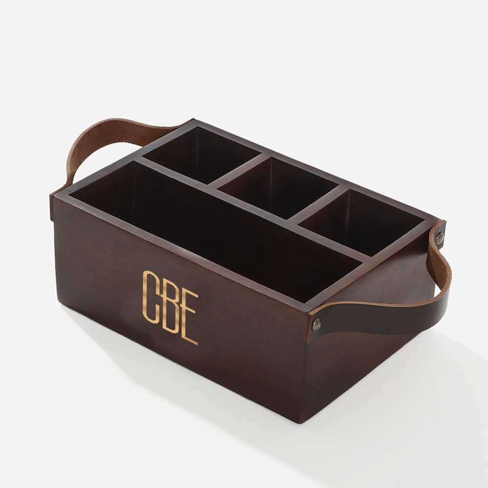 Monogrammed Wooden Caddy