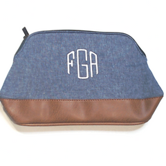 BLOOPER BAG: Monogrammed Chambray Cosmetic Case