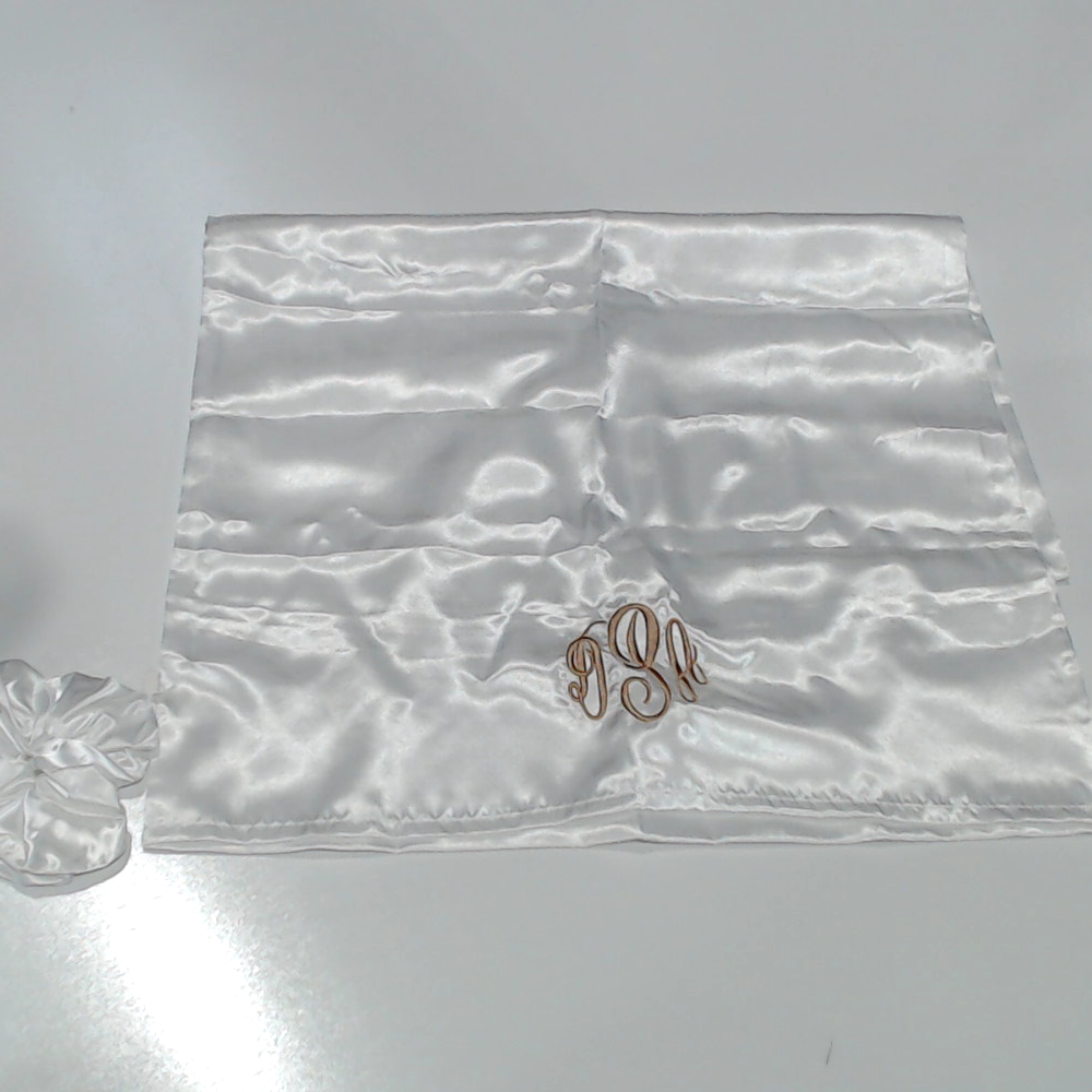 BLOOPER ACCESSORY: Monogrammed Satin Pillowcase and Scrunchie Set