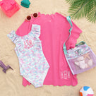 Monogrammed Girls Scalloped Cover Up | Hot Pink