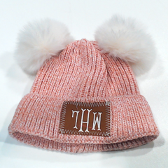BLOOPER KIDS: Monogrammed Kids Pom Pom Beanie