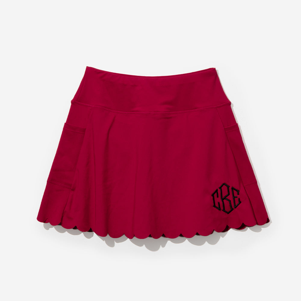 Monogrammed Skort in Crimson