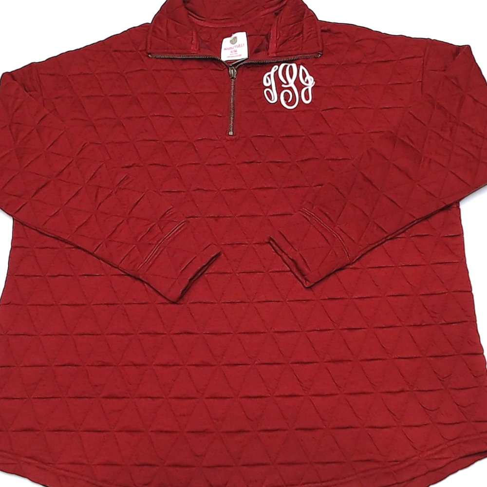 BLOOPER CLOTHING: Monogrammed Quilted Quarter Zip Pullover