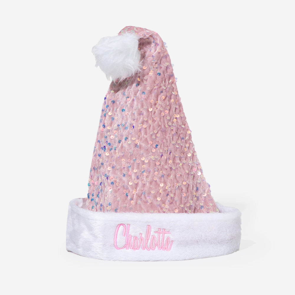 personalized santa hat in pink