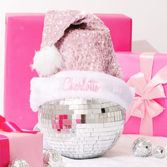 pink monogrammed santa hat