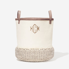 Monogrammed Storage Basket | Ivory/Tan