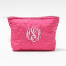 Monogrammed Heart Cosmetic Bag | Hot Pink