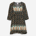 puff sleeve dress in black paisley