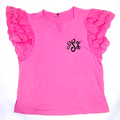 BLOOPER CLOTHING: Monogrammed Flutter Sleeve Top
