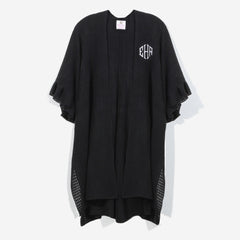 monogrammed poncho cardigan in black