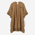 monogrammed poncho cardigan in camel