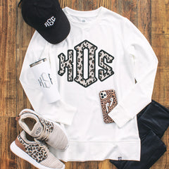 leopard ootd with personalized crewneck sweatshirt - OLD