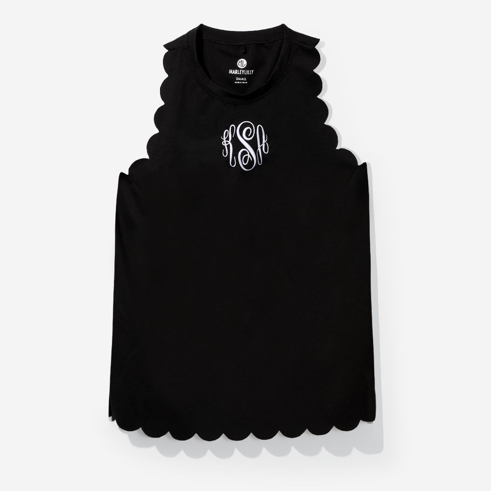 monogrammed exercise tank in black