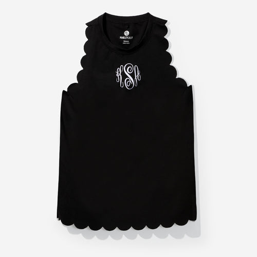 monogrammed exercise tank in black