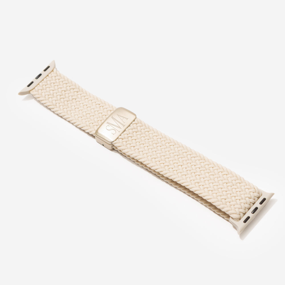 monogrammed watch band in light tan