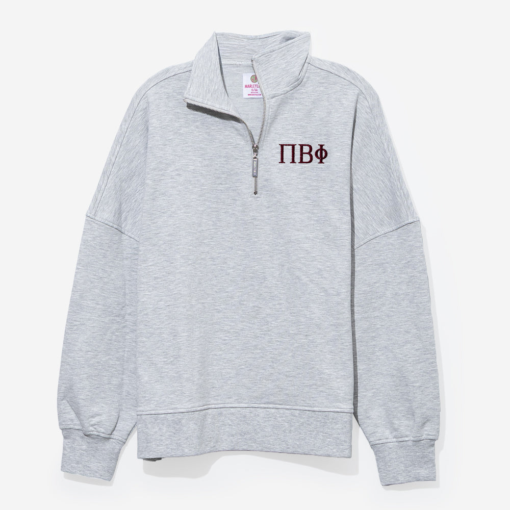 Pi Beta Phi Oversized Quarterzip | Heathered Gray