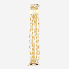 Monogrammed Beaded Pearl Watch Band in Gold