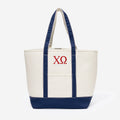 Chi Omega Large Canvas Tote | Ivory/Navy