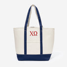 Chi Omega Large Canvas Tote | Ivory/Navy