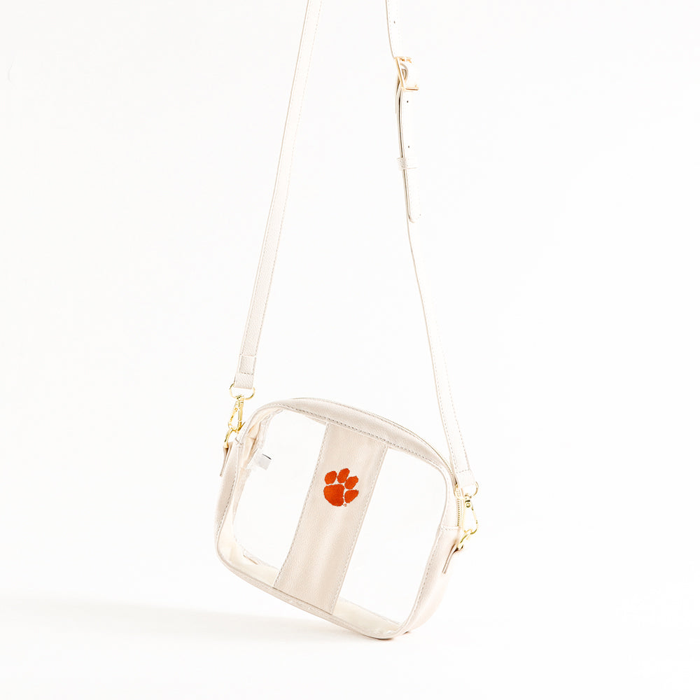 clemson bone clear stadium crossbody studio shot