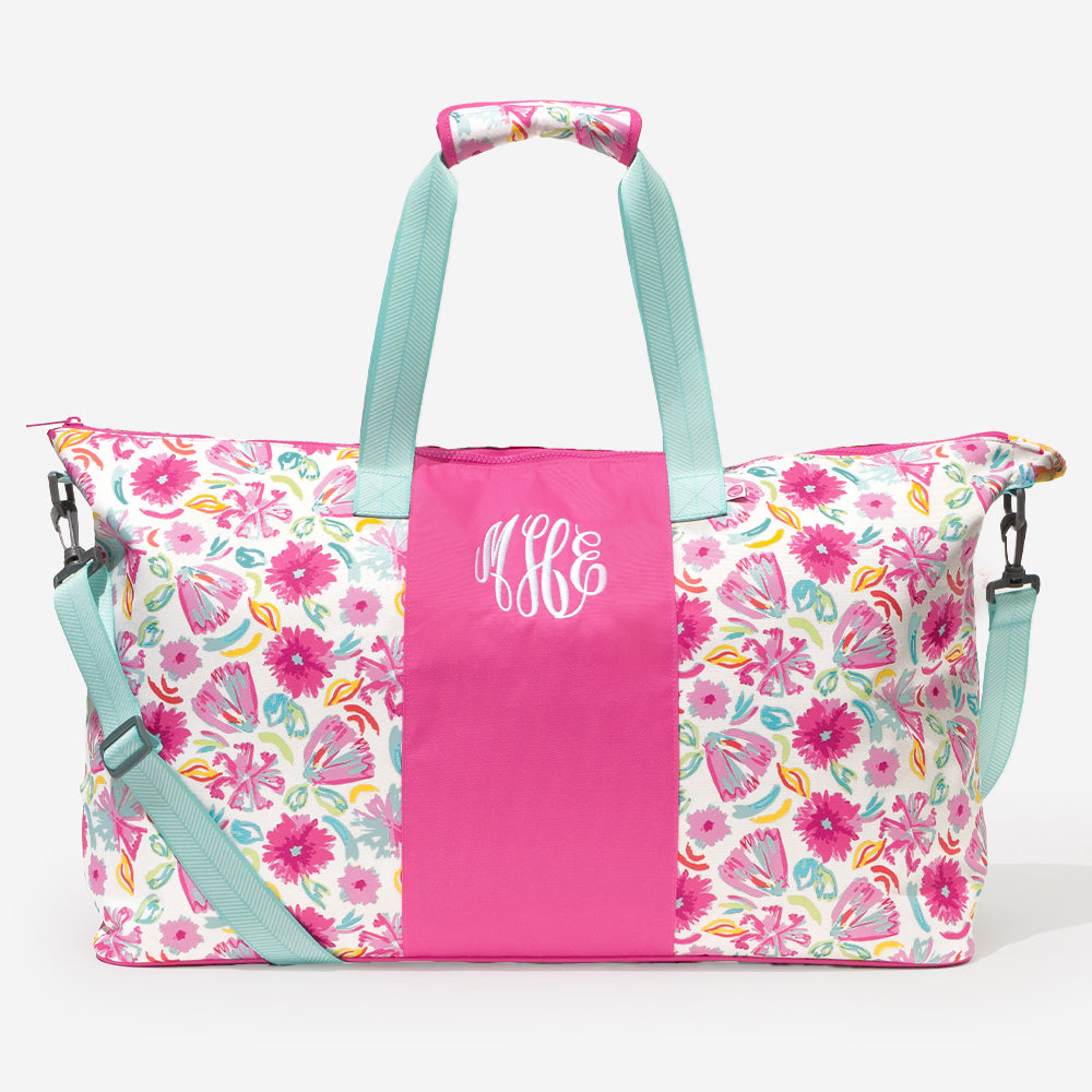 monogrammed weekend bag in painted petals