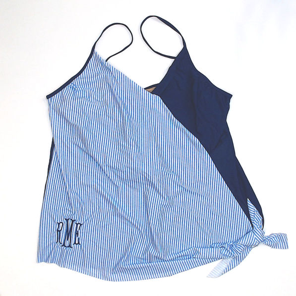 BLOOPER SWIM: Monogrammed Ruched Tankini