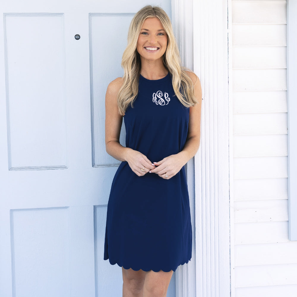 Monogrammed Scalloped Exercise Dress