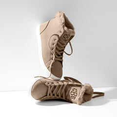 Monogrammed High Top Sneakers in tan