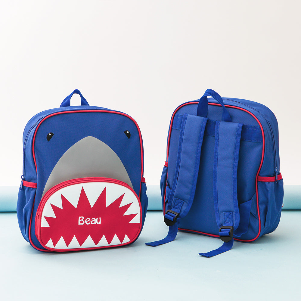 shark preschool backpack in studio