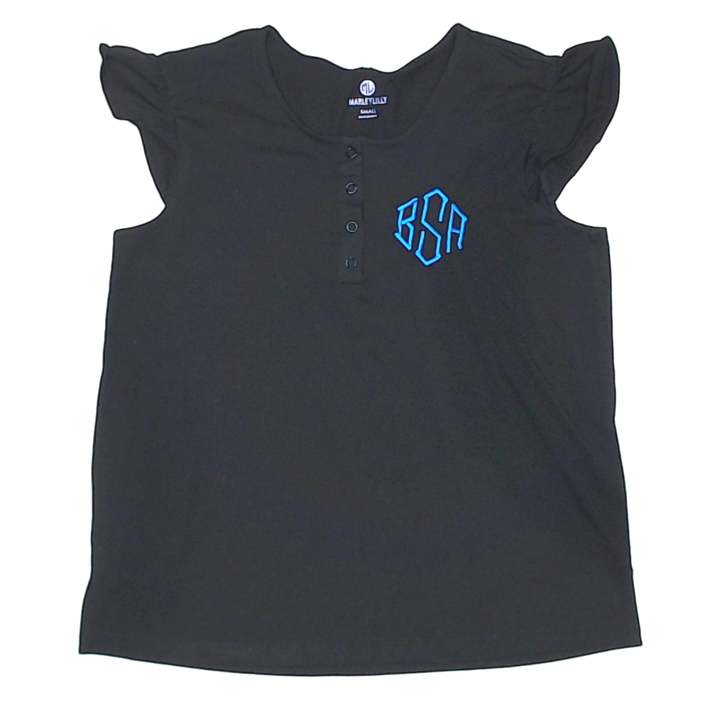 BLOOPER CLOTHING: Monogrammed Ruffle Top