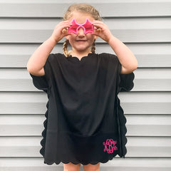 girls black scallop cover up with sunnies