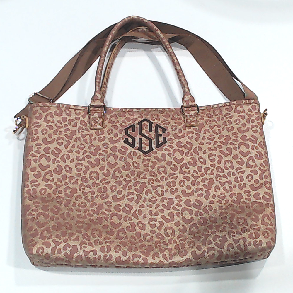 BLOOPER BAG: Monogrammed Metallic Leopard Tote Bag