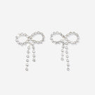 Rhinestone Bow Earrings | Silver