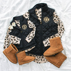 mom and me leopard puffy vest outfits