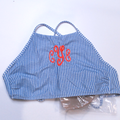 BLOOPER SWIM: Monogrammed High Neck Bikini Top