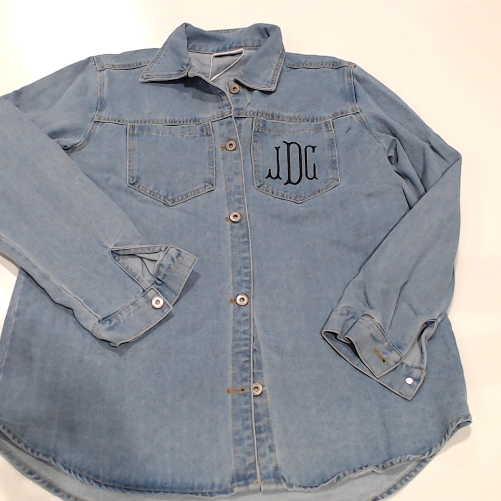 BLOOPER CLOTHING: Monogrammed Denim Shacket
