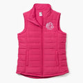 Monogrammed Puffer Vest in Hot Pink