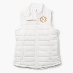 Monogrammed Puffer Vest in White