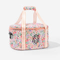 monogrammed slow cooker carrier in coral floral