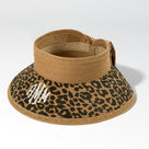 Monogrammed Packable Straw Visor | Tan Leopard