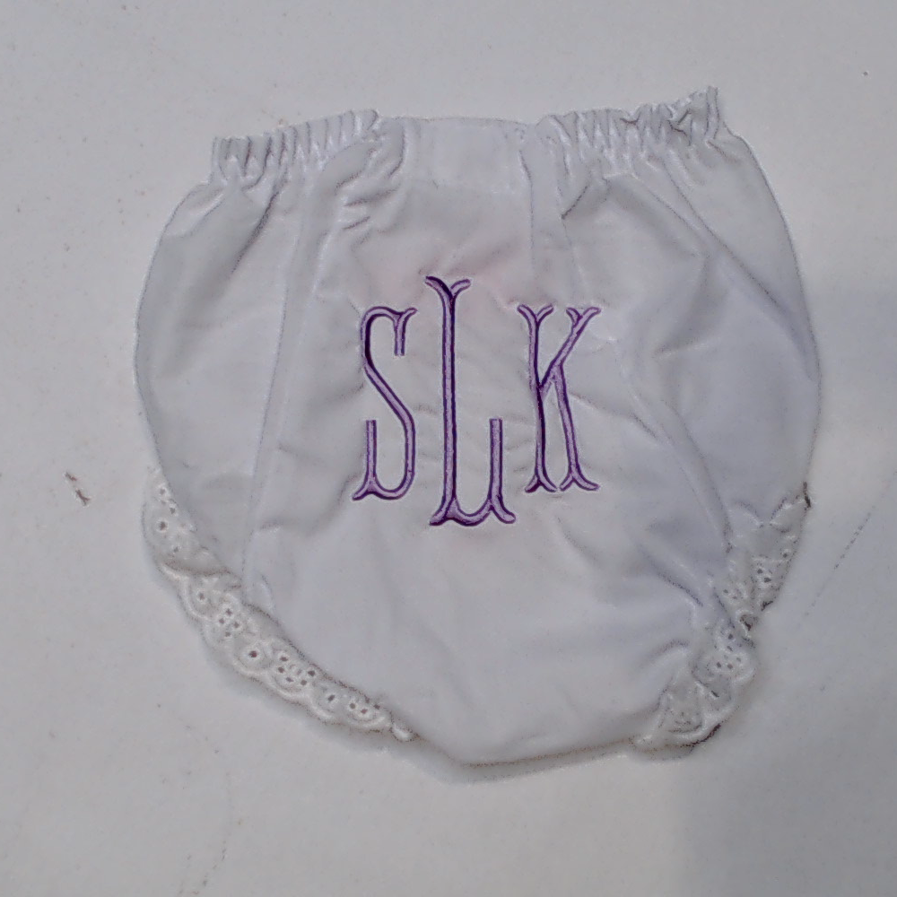 BLOOPER KIDS: Monogrammed White Eyelet Baby Bloomers