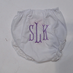 BLOOPER KIDS: Monogrammed White Eyelet Baby Bloomers