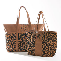 leopard pocket tote with tote bag