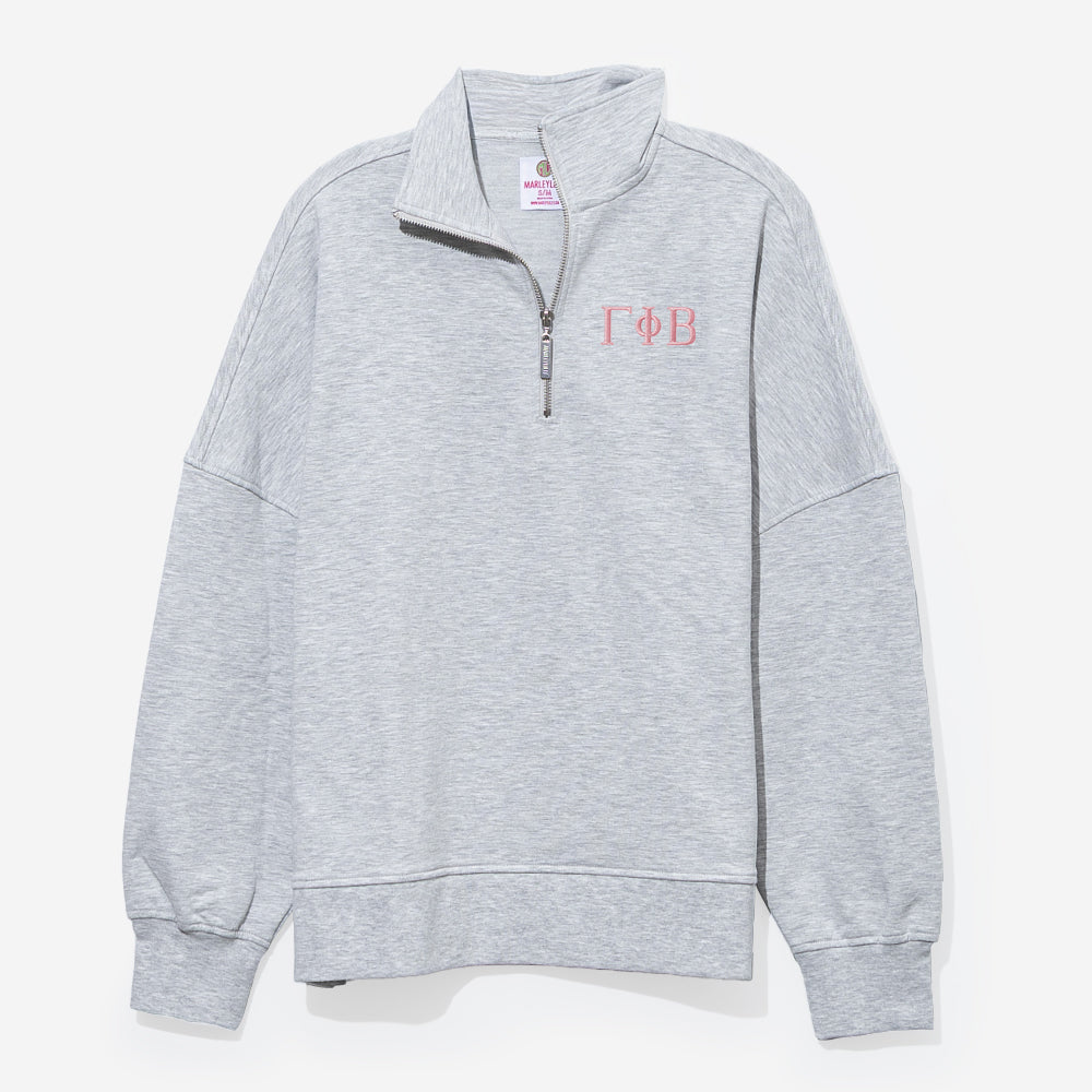 Gamma Phi Beta Oversized Quarterzip | Heathered Gray