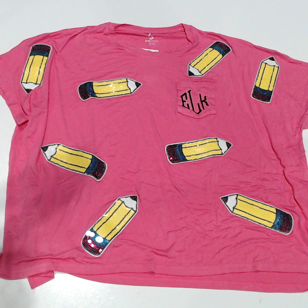 BLOOPER CLOTHING: Monogrammed Sequin Teacher Tee