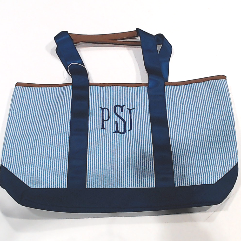 BLOOPER BAG: Monogrammed Seersucker Tote Bag