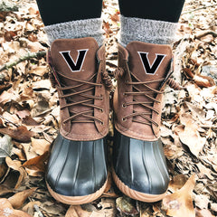 close up of vanderbilt duck boots