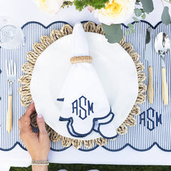 navy seersucker placemat close up