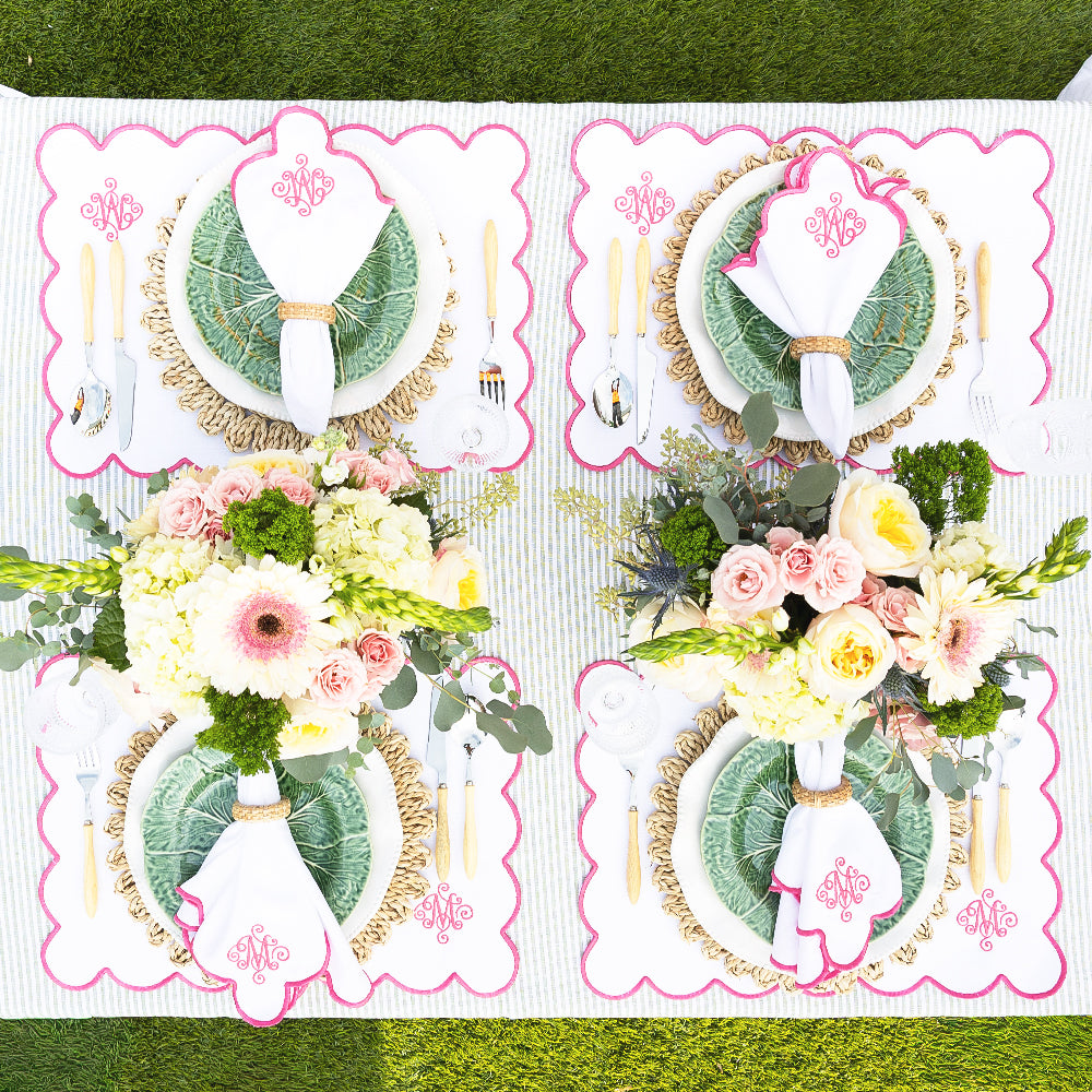 pink scalloped placemat table settings
