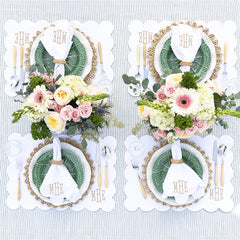 white scalloped placemat table settings